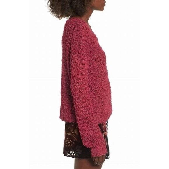 Band of Gypsies | Open Knit Sweater Red Crop Small - Picture 5 of 13